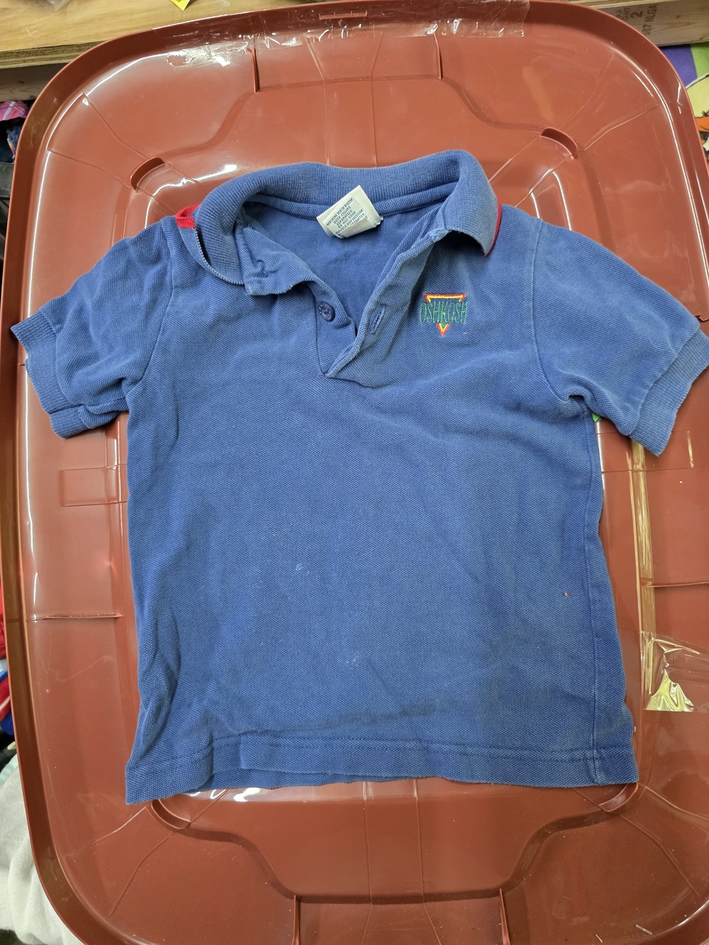 Vintage OshKosh B'gosh Blue Polo Shirt with Small Logo, Some Marks